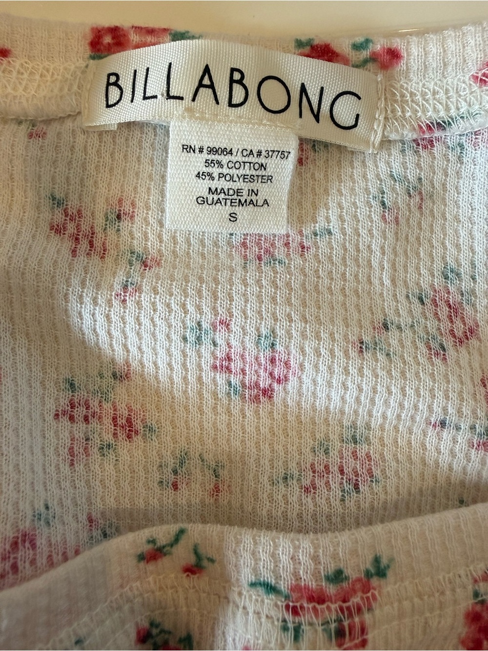 Billabong Cream Long-Sleeve Tee with Pink Floral Print - Picture 4 of 4